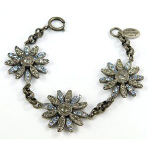 La Vie Parisienne Catherine Popesco Silver Tone Blue Crystal Flower Bracelet